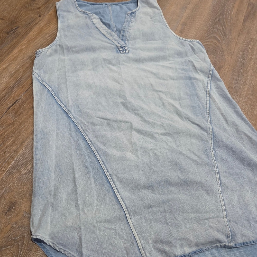 CUPSHE Womens Light Wash Denim Sleeveless High Low V-Neck dress Large L - Picture 2 of 7